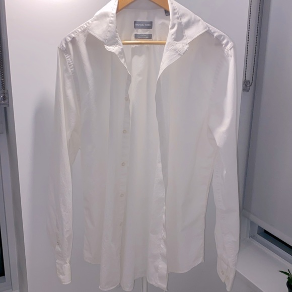 NEW Michael Kors Slim Fit White Dress Shirt, size Large - Picture 3 of 5